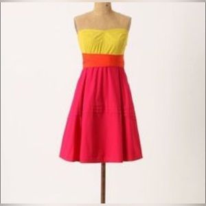 Maeve Anthropologie Parading Hues Strapless Color Block Dress Size 4